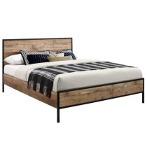 Urbana Wooden Double Bed In Rustic