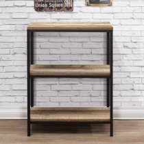 Urbana Wooden Bookcase With 3 Tiers In Rustic