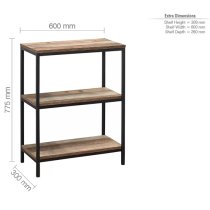 Urbana Wooden Bookcase With 3 Tiers In Rustic