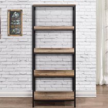 Urbana Wooden Bookcase With 5 Tiers In Rustic