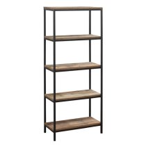 Urbana Wooden Bookcase With 5 Tiers In Rustic