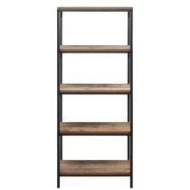 Urbana Wooden Bookcase With 5 Tiers In Rustic