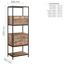 Urbana Wooden Shelving Unit With 3 Drawers In Rustic