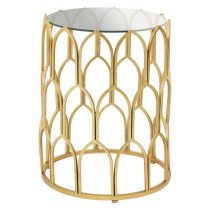 Cascade Clear Glass Top Side Table With Gold Leaf Frame