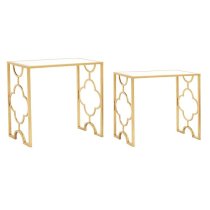 Cascade Clear Glass Top Set Of 2 Side Tables With Gold Frame