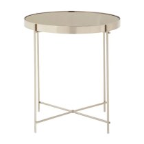 Alluras Small Grey Glass Side Table With Silver Frame