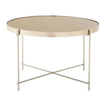 Alluras Large Grey Glass Side Table With Silver Frame