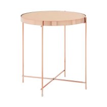 Alluras Small Pink Glass Side Table With Rose Gold Frame