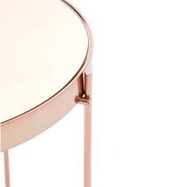 Alluras Small Pink Glass Side Table With Rose Gold Frame