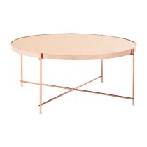 Alluras Pink Glass Coffee Table With Rose Gold Frame