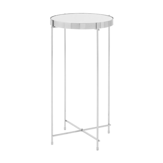 Alluras Tall Silver Glass Side Table With Chrome Frame