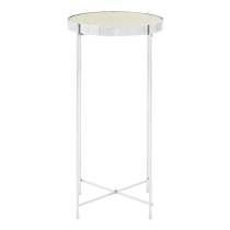 Alluras Tall Silver Glass Side Table With Chrome Frame