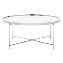 Alluras Silver Glass Coffee Table With Chrome Frame