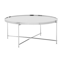 Alluras Silver Glass Coffee Table With Chrome Frame