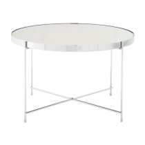 Alluras Silver Glass Side Table With Chrome Frame