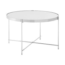 Alluras Silver Glass Side Table With Chrome Frame