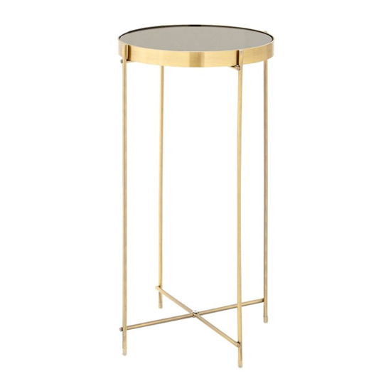 Alluras Tall Black Glass Side Table With Bronze Frame