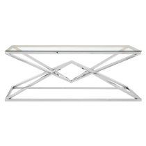 Alluras Clear Glass Coffee Table With Steel Silver Frame