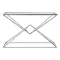 Alluras Clear Glass Console Table With Steel Silver Frame