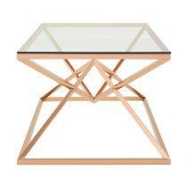 Alluras Clear Glass Coffee Table With Rose Gold Frame