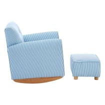 Floride Kids Rocker Chair With Foot Stool In Blue And White