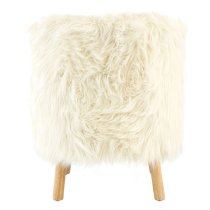 Panton Childrens Chair In White Faux Fur With Wooden Legs