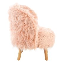 Panton Childrens Chair In Pink Faux Fur With Wooden Legs