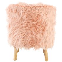 Panton Childrens Chair In Pink Faux Fur With Wooden Legs