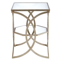 Zaria Square Glass Side Table With Cross Design Silver Frame