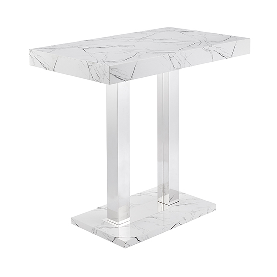 Caprice High Gloss Bar Table Rectangular In Vida Marble Effect