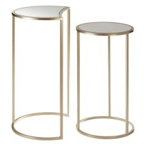 Avanto Round Glass Top Set of 2 Side Tables With Metal Frame