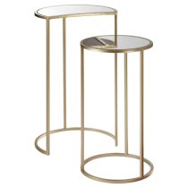 Avanto Round Glass Top Set of 2 Side Tables With Metal Frame