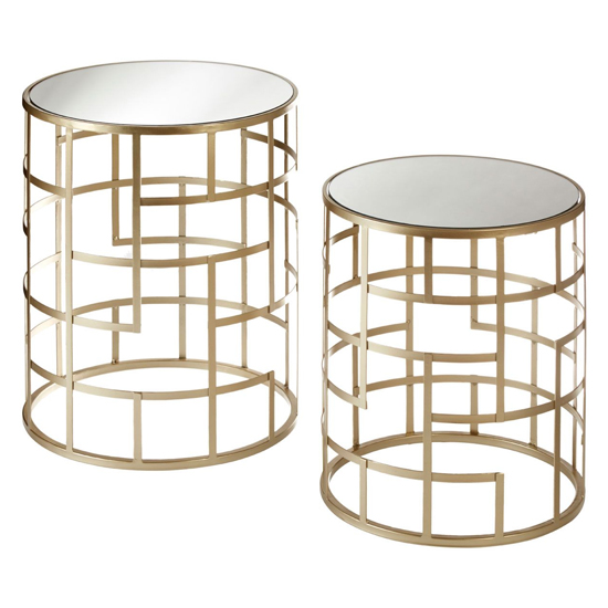 Avanto Round Glass Set of 2 Side Tables With Multi Box Frame