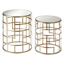 Avanto Round Glass Set of 2 Side Tables With Multi Box Frame