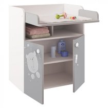 Corfu Teddy Storage Cupboard With Changing Top In White Grey