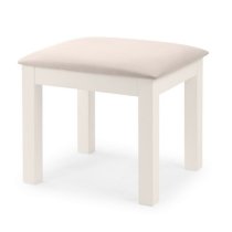 Madge Wooden Dressing Table Stool In White With Padded Seat