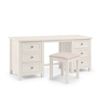 Madge Wooden Dressing Table Stool In White With Padded Seat