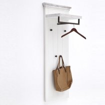 Corrin Wooden Wall Mounted Coat Rack Panel In White With 4 Hooks