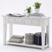 Corrin Wooden Console Table In White With 2 Drawers