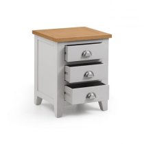 Raisie Wooden Bedside Cabinet In Grey With 3 Drawers