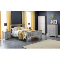 Raisie Wooden Bedside Cabinet In Grey With 3 Drawers