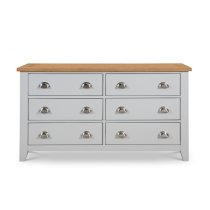 Raisie Wooden Chest Of Drawers Wide In Grey With 6 Drawers