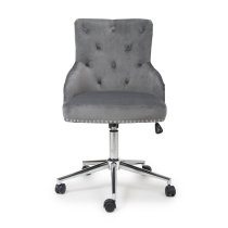 Rivne Office Chair In Grey Brushed Velvet With Chrome Base