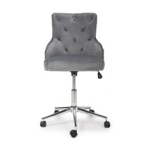 Rivne Office Chair In Grey Brushed Velvet With Chrome Base