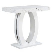 Halo Vida Marble Effect Bar Table With 4 Ripple Black Stools