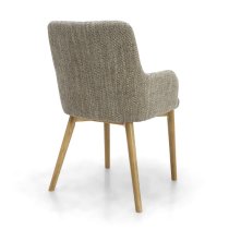 Saratov Oatmeal Fabric Dining Chairs With Oak Legs In Pair