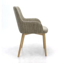 Saratov Oatmeal Fabric Dining Chairs With Oak Legs In Pair