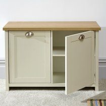 Loftus Wooden Shoe Cabinet In Cream And Oak With 2 Doors