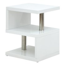 Powick Lamp Table In White High Gloss With LED Lighting