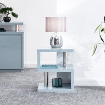 Powick Lamp Table In Grey High Gloss With LED Lighting